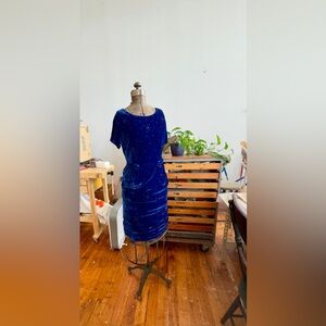 Vintage blue velvet dress